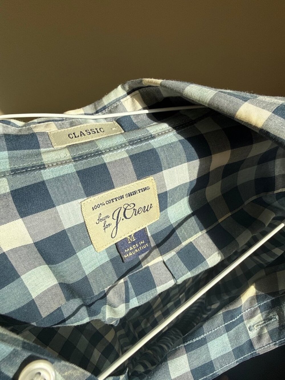 J.Crew Mens Classic Fit Button Down Shirt Blue White Gingham Check Long Sleeve 1